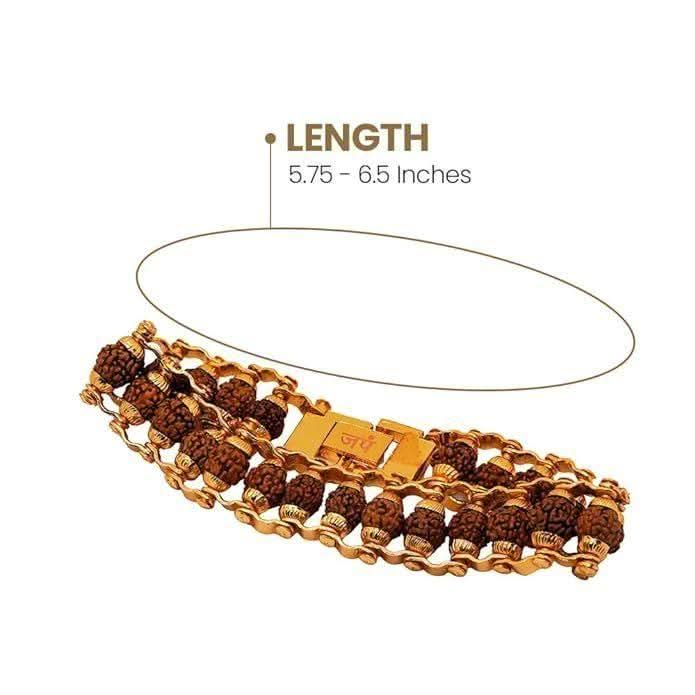 Genuine Paanch Mukhi Modern Rudraksha Bracelet With Gold Plating. - superseekers.in