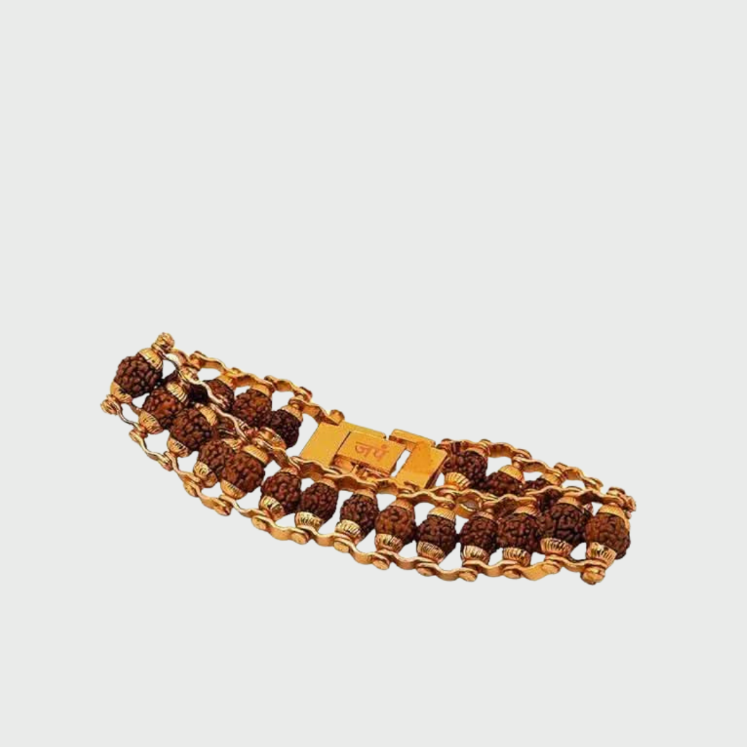 Gold Plated Modern Rudraksha Bracelet