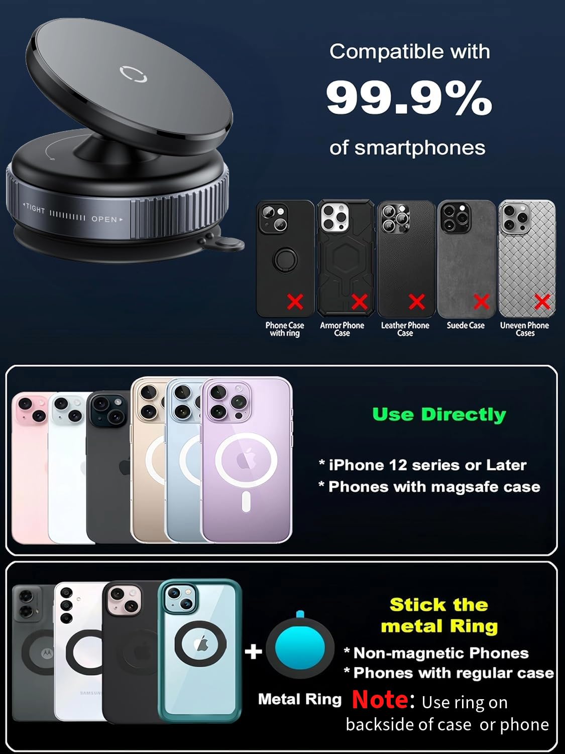 Vacuum Magnetic Suction Phone Holder