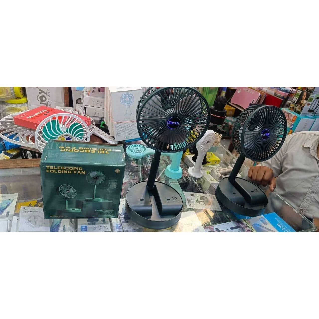 Adjustable Height Telescopic Rechargeable Standing Fan Rechargeable Pedestal Fan - superseekers.in
