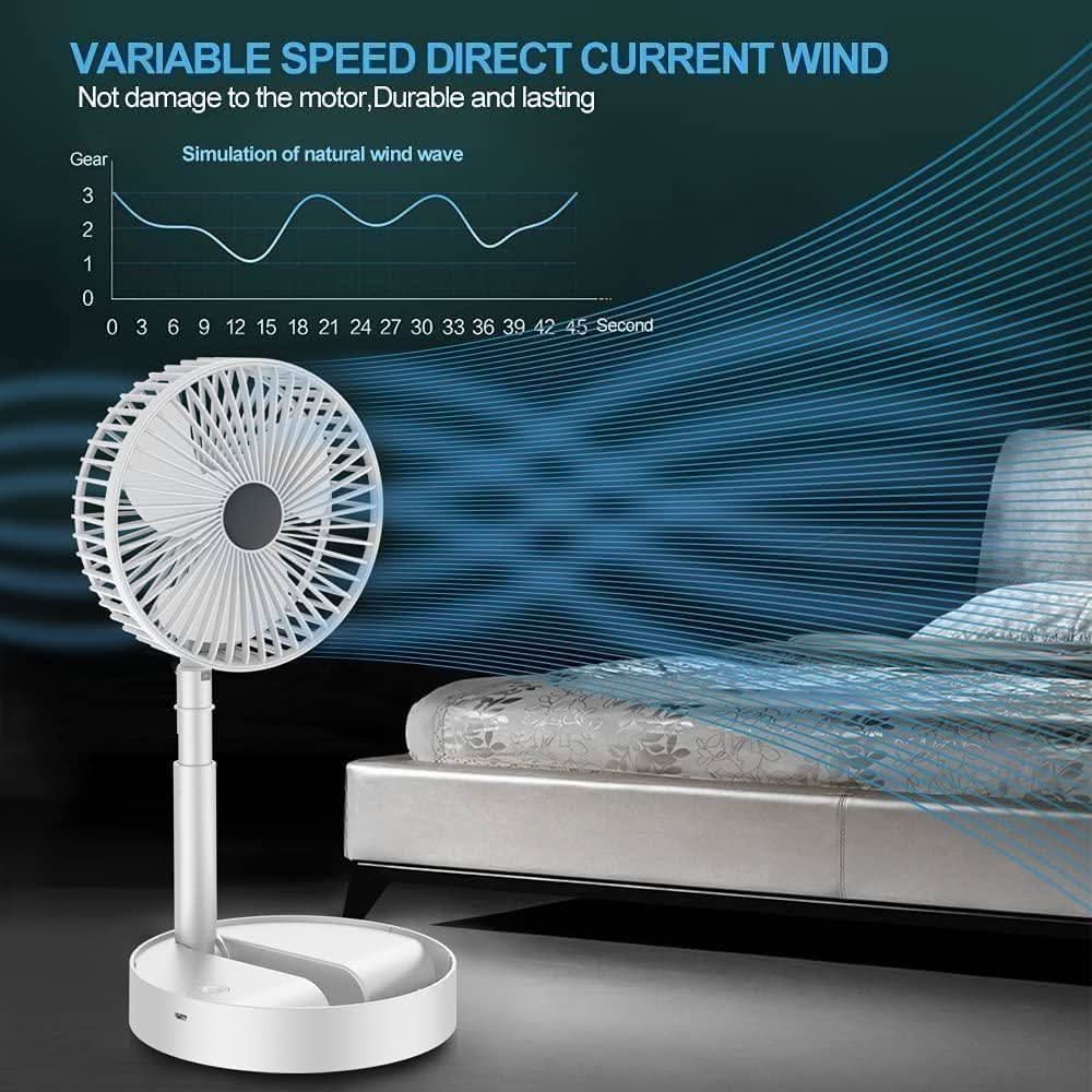 Adjustable Height Telescopic Rechargeable Standing Fan Rechargeable Pedestal Fan - superseekers.in